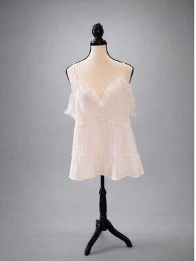 ASOS White Cotton Ruffle Camisole Top Tiered Babydoll Size 10